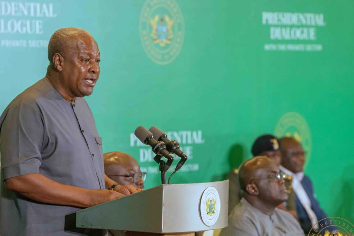 "Resetting the Partnership": President Mahama Targets 15% Manufacturing GDP by 2030 in Maiden Private Sector Dialogue