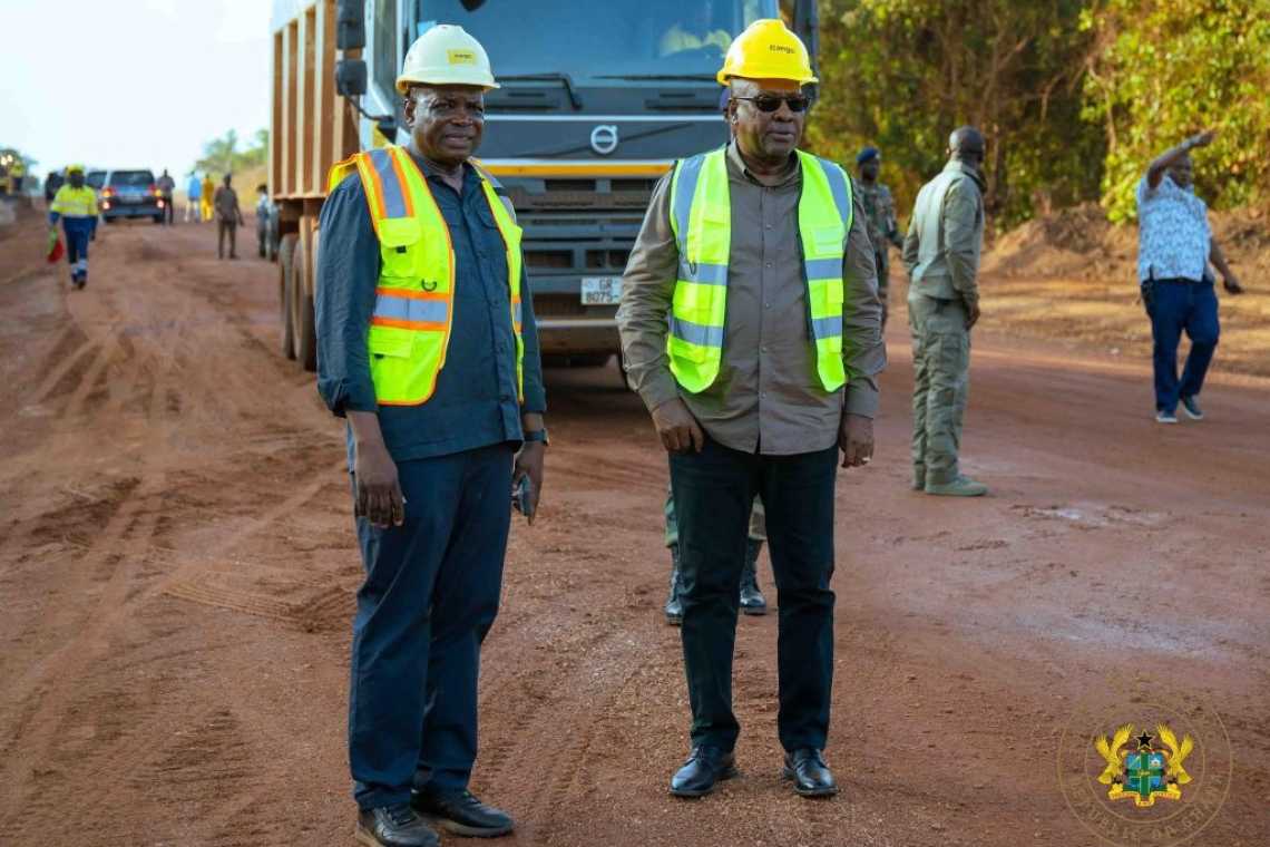 The "Cashew Corridor" Reset: President Mahama Inspects 80km Jinijini-Sampa Road Construction